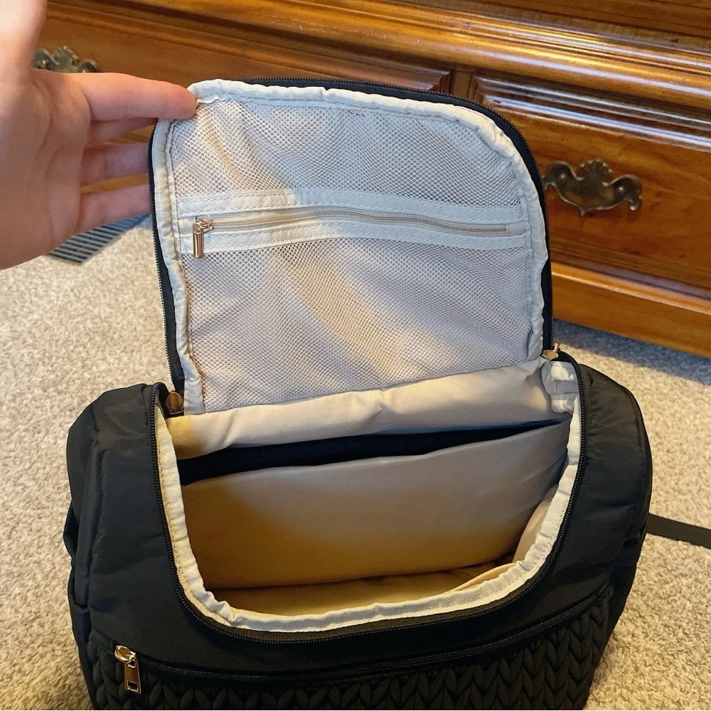 Qualyphant Black Quilted Diaper Bag Backpack